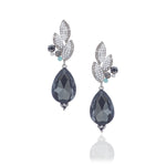 Crystal & Pearl Pave Leaf Teardrop Evening Earrings_6 colors