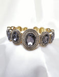 FANCY OVAL CRYSTAL COMBINATION CUFF BRACELET_8 colors
