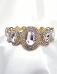 FANCY OVAL CRYSTAL COMBINATION CUFF BRACELET_8 colors