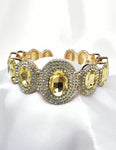 FANCY OVAL CRYSTAL COMBINATION CUFF BRACELET_8 colors