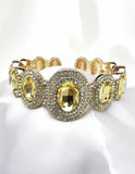 FANCY OVAL CRYSTAL COMBINATION CUFF BRACELET_8 colors
