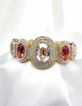 FANCY OVAL CRYSTAL COMBINATION CUFF BRACELET_8 colors