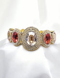 FANCY OVAL CRYSTAL COMBINATION CUFF BRACELET_8 colors