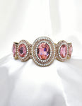 FANCY OVAL CRYSTAL COMBINATION CUFF BRACELET_8 colors