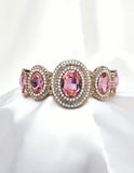 FANCY OVAL CRYSTAL COMBINATION CUFF BRACELET_8 colors