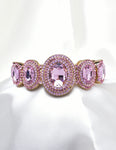 FANCY OVAL CRYSTAL COMBINATION CUFF BRACELET_8 colors