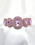 FANCY OVAL CRYSTAL COMBINATION CUFF BRACELET_8 colors
