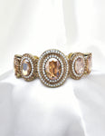 FANCY OVAL CRYSTAL COMBINATION CUFF BRACELET_8 colors