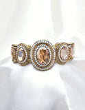 FANCY OVAL CRYSTAL COMBINATION CUFF BRACELET_8 colors