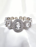 FANCY OVAL CRYSTAL COMBINATION CUFF BRACELET_8 colors