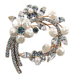 Curved Elegant fresh Water Pearl Crystal Brooch