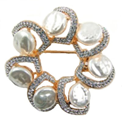 Pearl Wreath Circle Pin Brooch