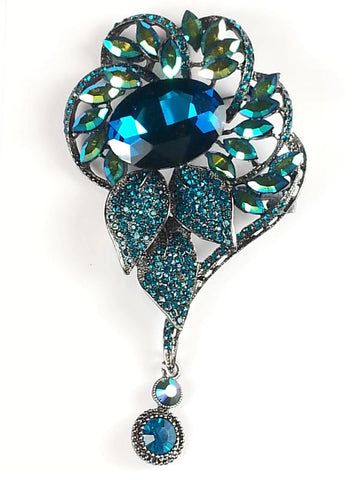 Elegant Paved Bouquet fancy crystal Pendant Brooch_4 colors