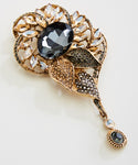 Elegant Paved Bouquet fancy crystal Pendant Brooch_4 colors