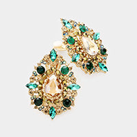 Classic Tear drop & Marquise Fancy Crystal Clip On Earrings_6 colors