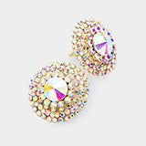 Crystal Round Evening Clip On Earrings_6 colors