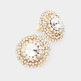 Crystal Round Evening Clip On Earrings_6 colors