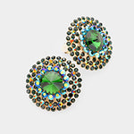 Crystal Round Evening Clip On Earrings_6 colors