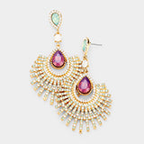 Fancy tear drop Fan Crystal Evening Earrings_15 colors