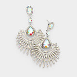 Fancy tear drop Fan Crystal Evening Earrings_15 colors