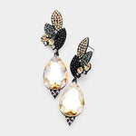 Crystal Pave Leaf Teardrop Evening Earrings_22 colors