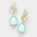 Crystal Pave Leaf Teardrop Evening Earrings_22 colors