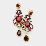 Floral Teardrop Fancy Crystal Dangle Evening Earrings_6 colors