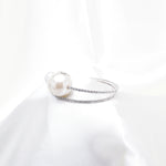 Fancy Elastic Fresh water pearl & High quality Clear Swarovski rhinestone Bracelet