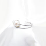 Fancy Elastic Fresh water pearl & High quality Clear Swarovski rhinestone Bracelet