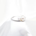 Fancy Elastic Fresh water pearl & High quality Clear Swarovski rhinestone Bracelet