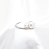 Fancy Elastic Fresh water pearl & High quality Clear Swarovski rhinestone Bracelet