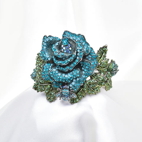 Fancy Flower Swarovski crystal Hinged Bracelet
