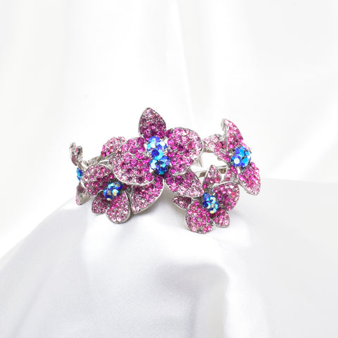 Fancy Flower Genuine crystal Hinged Bracelet