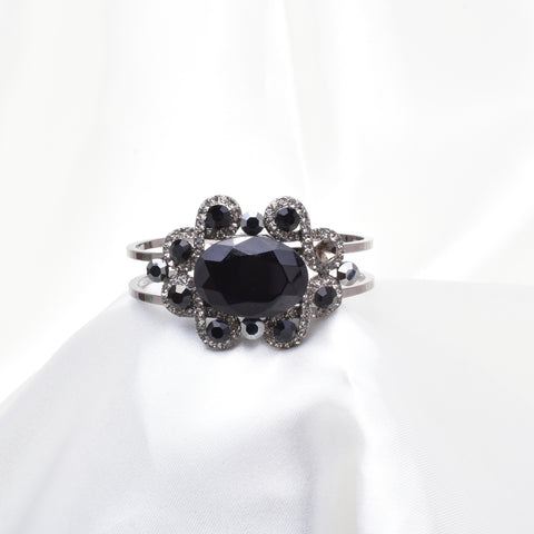 Fancy Rectangle & round Swarovski crystal Hinged Bracelet