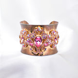 Vintage Antique Gold Swarovski crystal  Cuff Bracelet