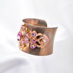 Vintage Antique Gold Swarovski crystal  Cuff Bracelet