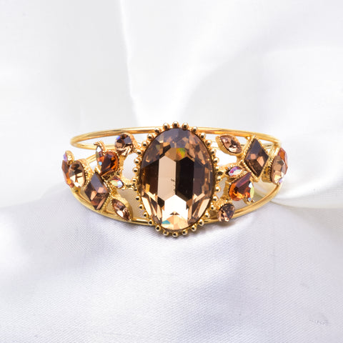 Vintage Gold Swarovski crystal Cuff Bracelet