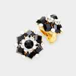 Fancy crystal Stud Clip on Earring_4 colors