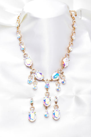 Oval fancy drop Crystal Necklace set