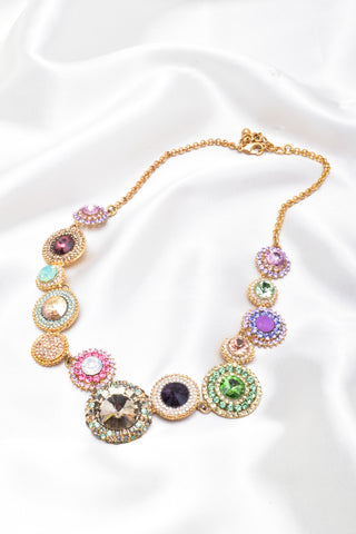 Geometry round Elegant crystal Necklace_2 colors