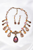 Tear drop fancy crystal Victorian Necklace_4 colors