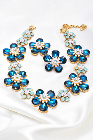 Elegant flower fancy crystal Necklace_2 colors