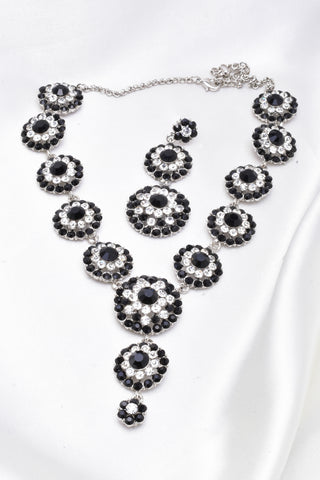 Elegant round circle dome drop crystal Necklace_2 colors