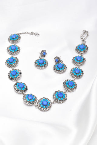 Elegant round circle crystal Necklace_2 colors