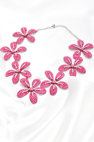 Elegant Fancy flower crystal Necklace_3 colors