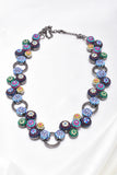 Elegant round cluster crystal Necklace_3 colors