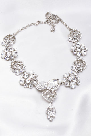 Elegant Classical crystal leaf Necklace_4 colors