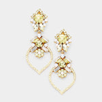 Elegant baguette Crystal Statement Earring_3 colors