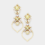 Elegant baguette Crystal Statement Earring_3 colors