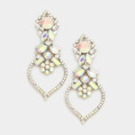 Elegant baguette Crystal Statement Earring_3 colors